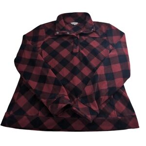 Crown & Ivy 1/4 snap top pullover, Buffalo check, women's XL